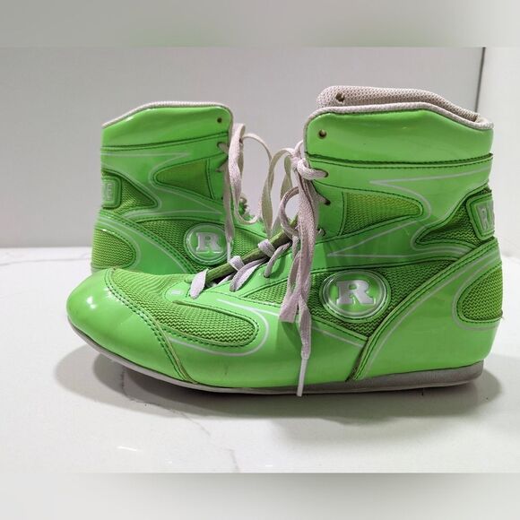 Ringside Diablo Boxing wrestling leather Shoes neon Green size 5 . Breathable - Picture 1 of 13